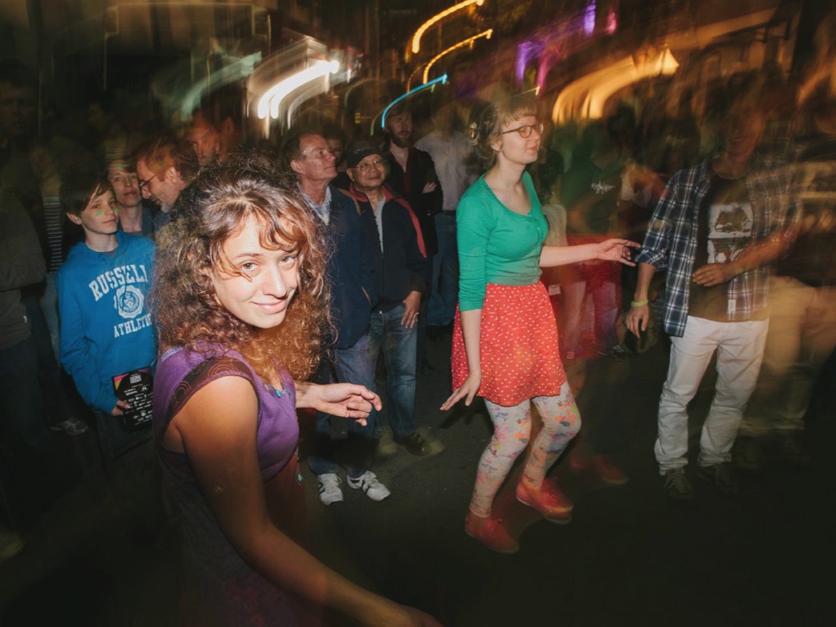 Dancing at Live performance Pop Up Cinema at BEAMS Arts Festival Chippendale
